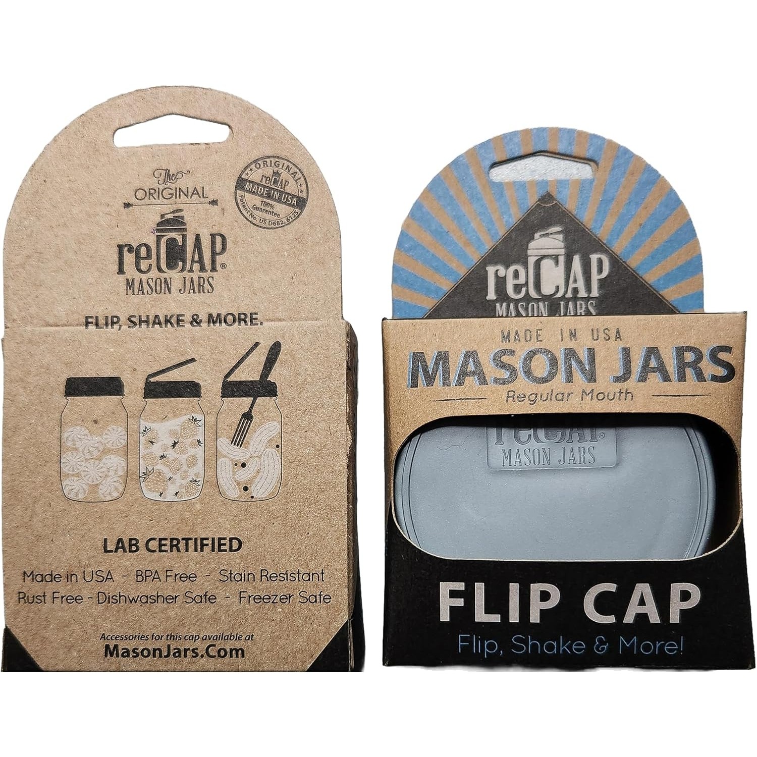 reCAP Mason Jar Lid Flip Cap, Reg Mouth, USA Made, Leak- Freezer-proof - Picture 16 of 18