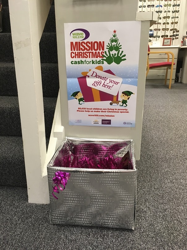 A drop-off point for donations of Christmas presents for children.