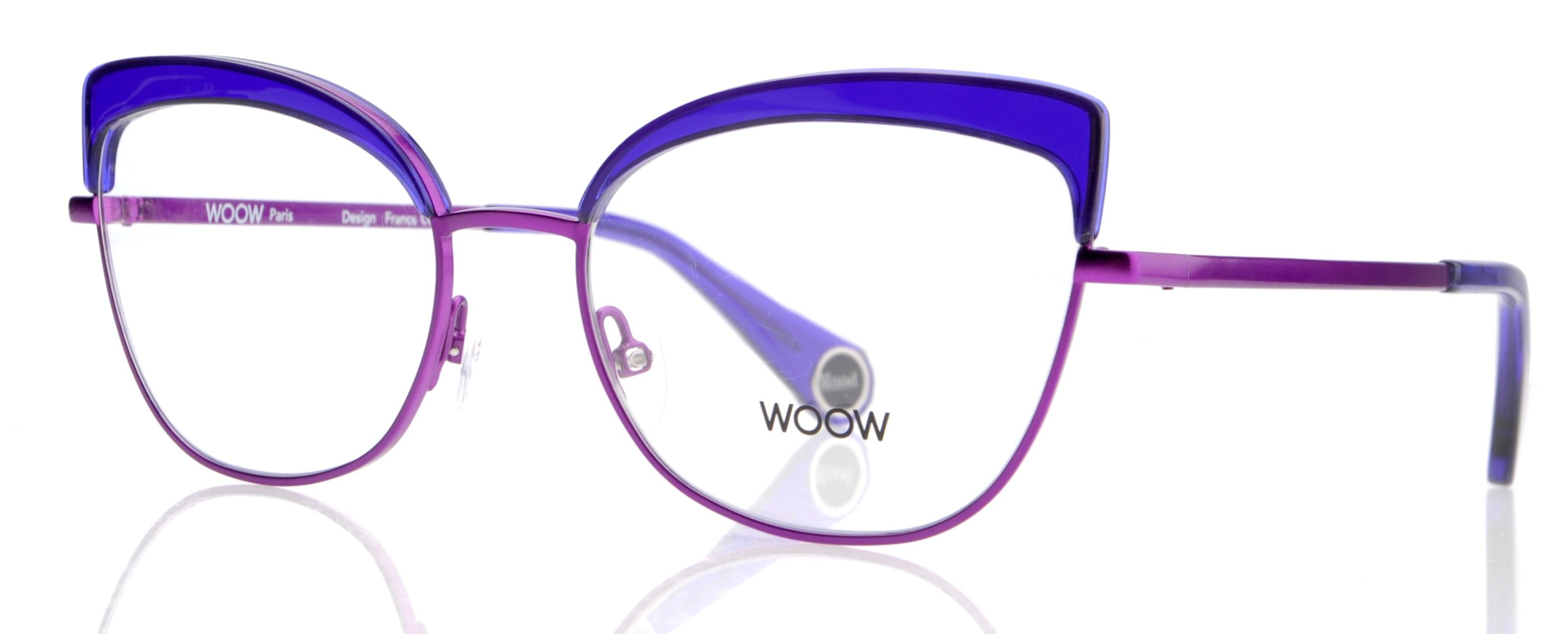 Purple WOOW eyewear.