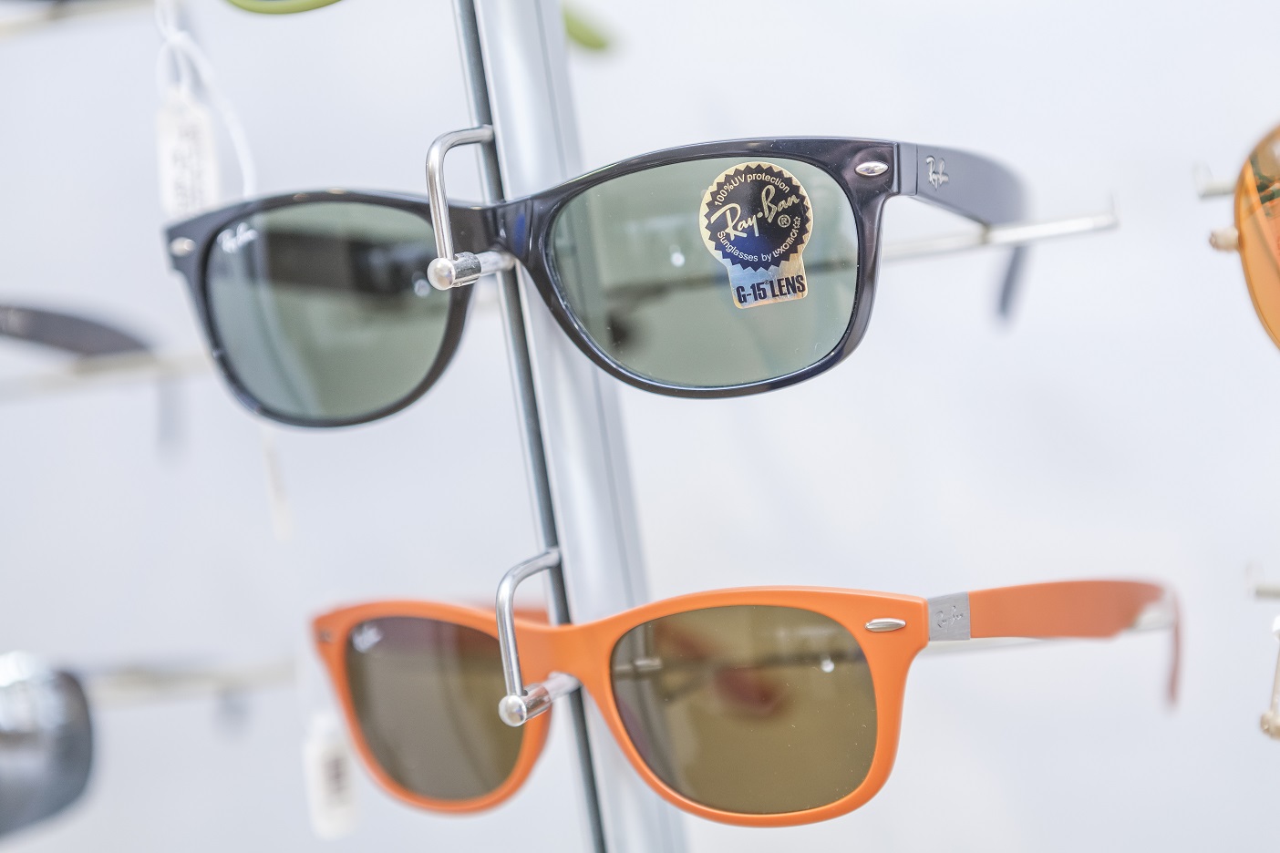 Ray-Ban frames on display in branch