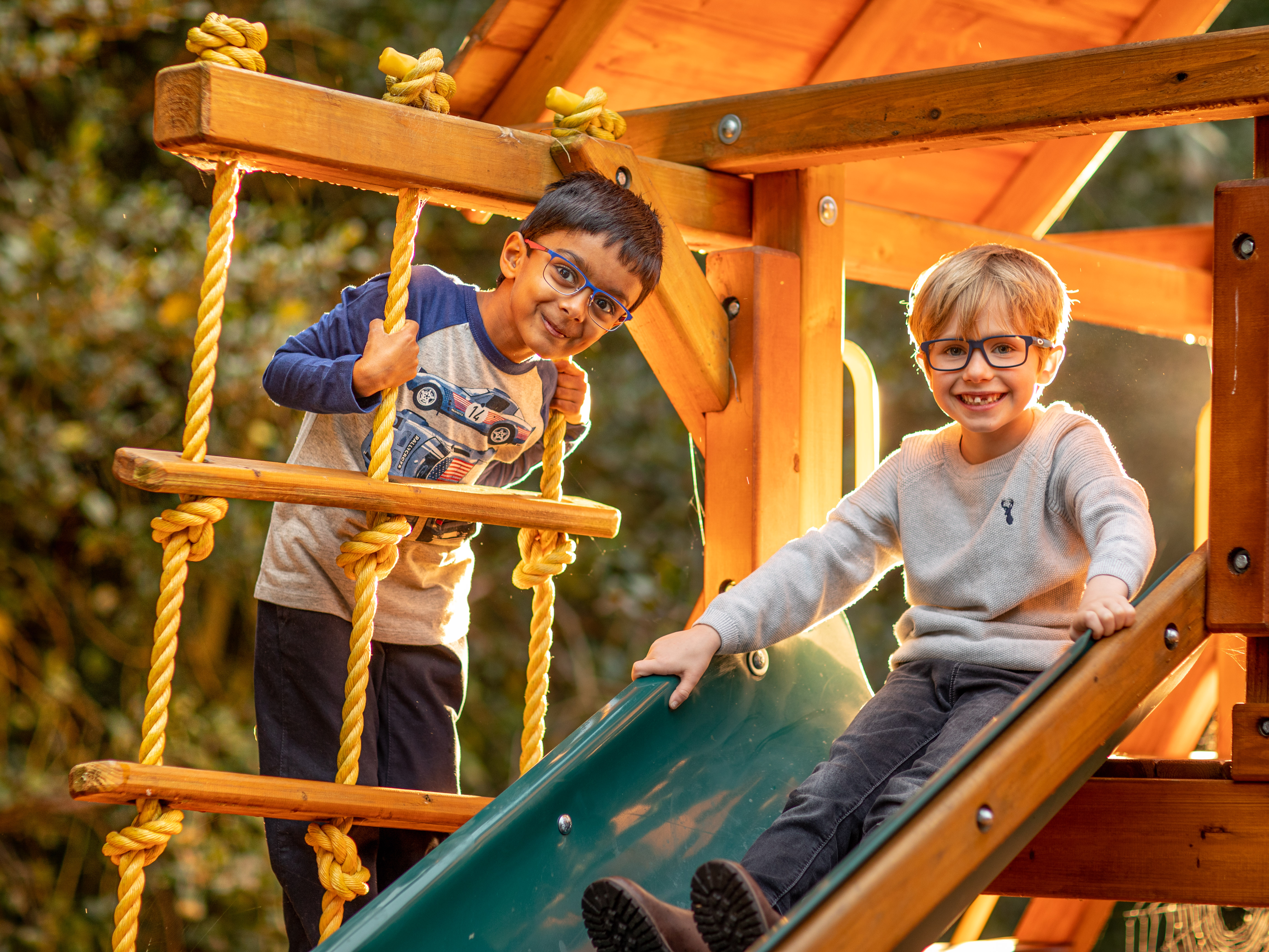 Kids playing on the outdoor trail