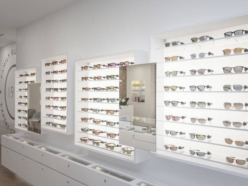 Display of sunglasses in shop