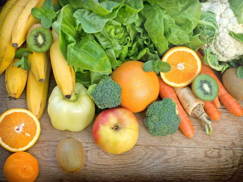 Variety of fruit and vegetables