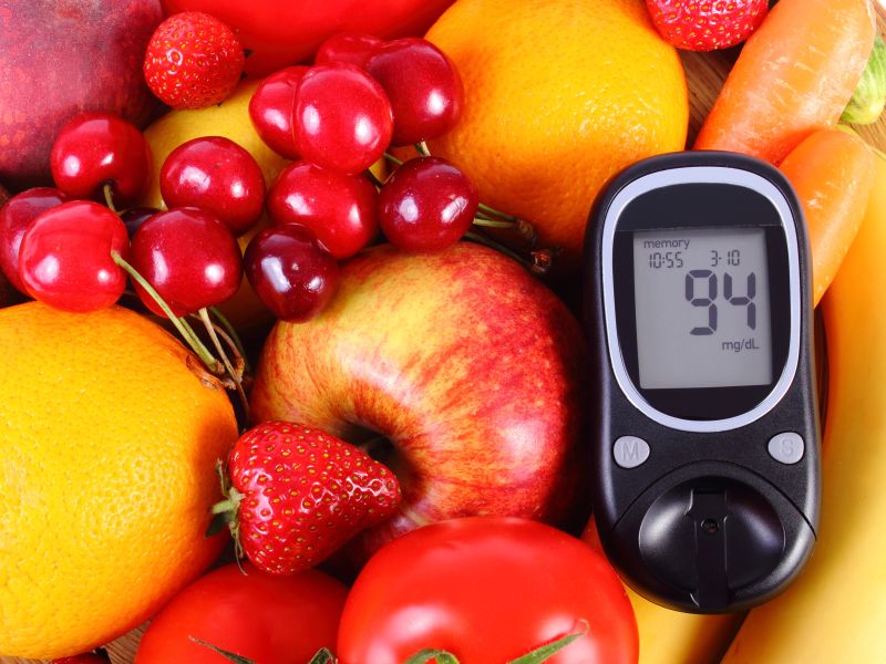 Glucose level monitor on top of fruit