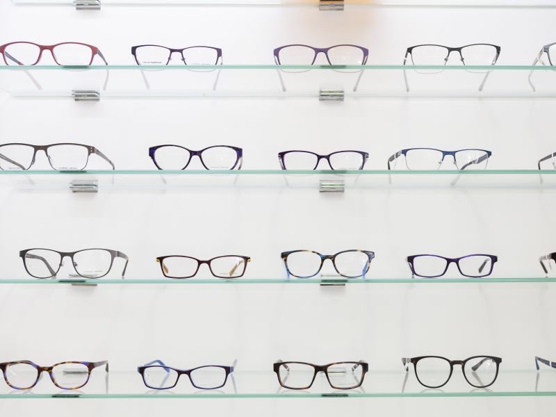 glasses on display