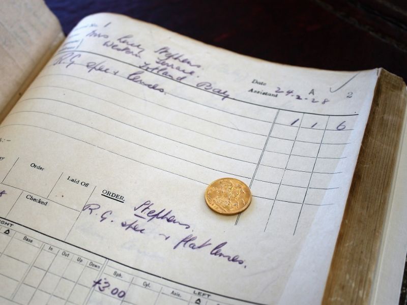 Coin on an old book