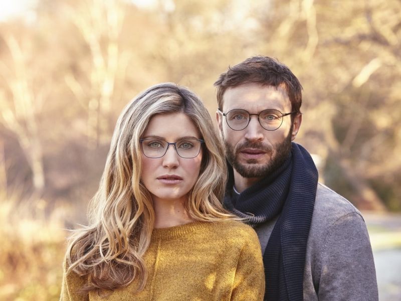 Man and woman wearing glasses