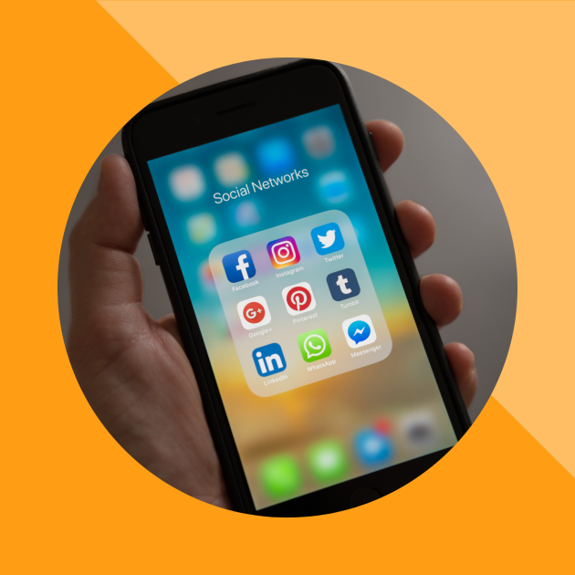phone with social media icons