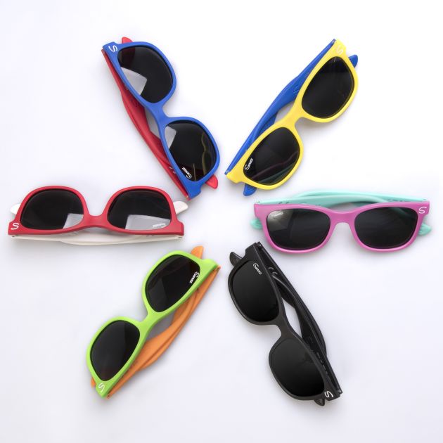 Six pairs of Suneez sunglasses in various colours.