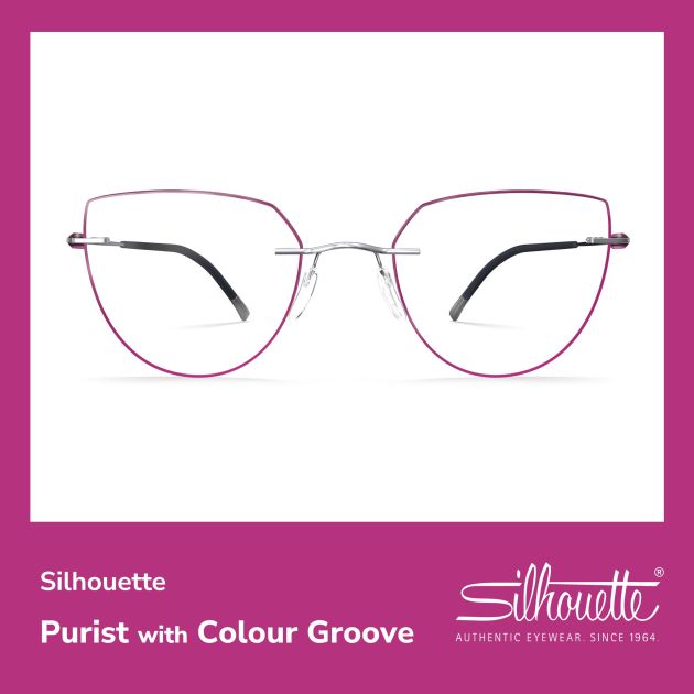 Silhouette purist with colour groove glasses