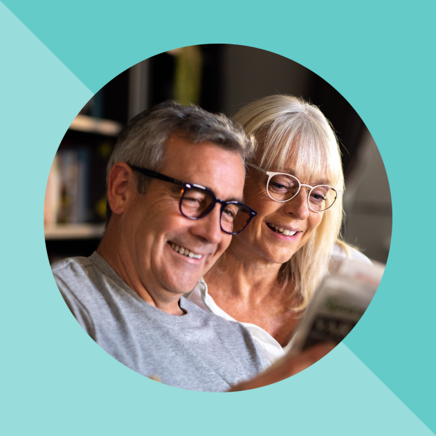 Man and woman laughing