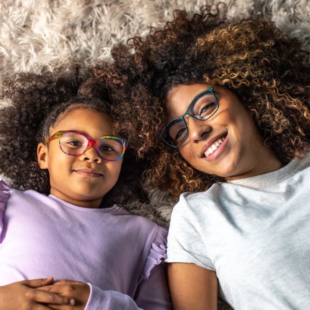 mother and daughter wearing glasses