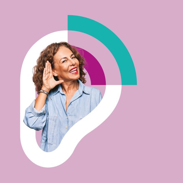 Hear Now, Pay Later logo featuring a diagram of an ear against a pink background, symbolizing accessible hearing solutions.