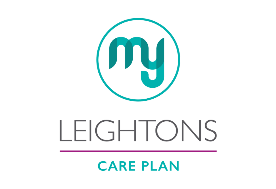 MyLeightons Care Plan logo featuring the text 'My Leightons Care Plan'