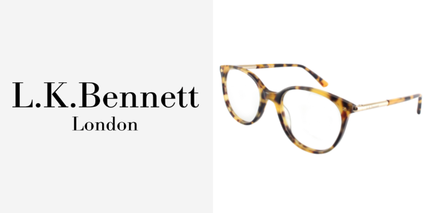 A pair of glasses L.K. Bennett with a white background.