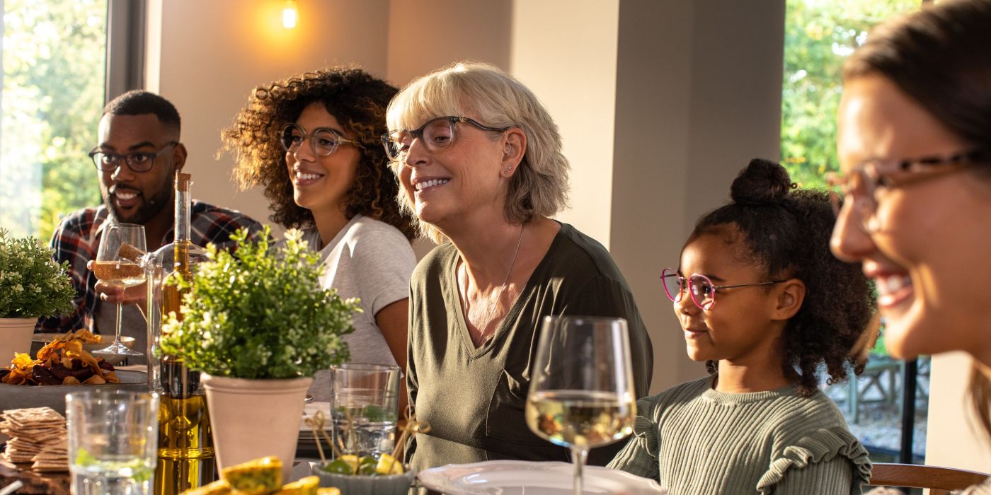 family together round table