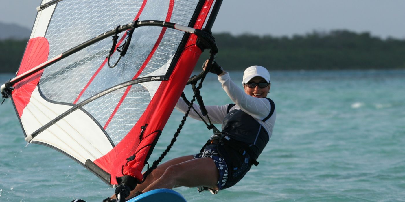 woman windsurfing