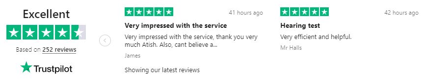 First Trustpilot reviews carousel for Leightons Hearing Care: 5 stars