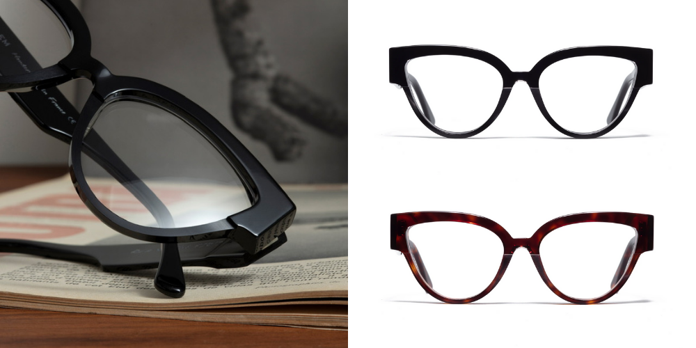 AHLEM block spectacles: dark blue and green