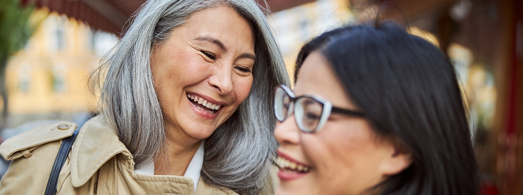 two women laughing