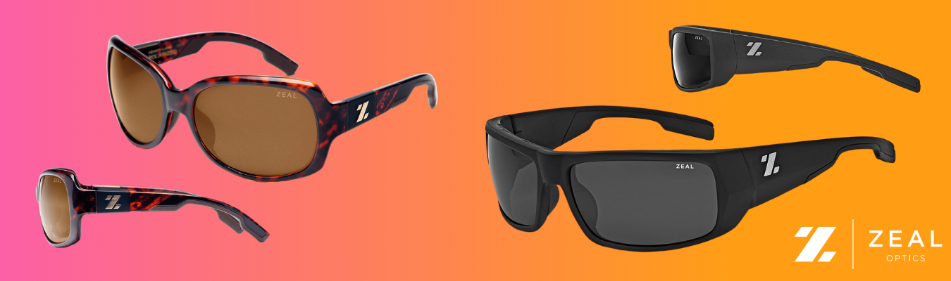 Different models of sunglasses from the Zeal brand.