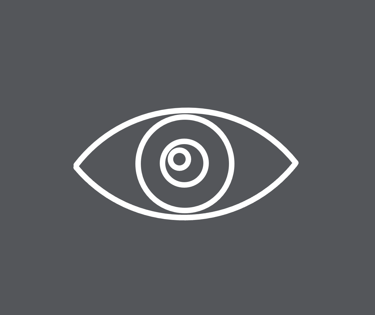 An eye icon on a grey background