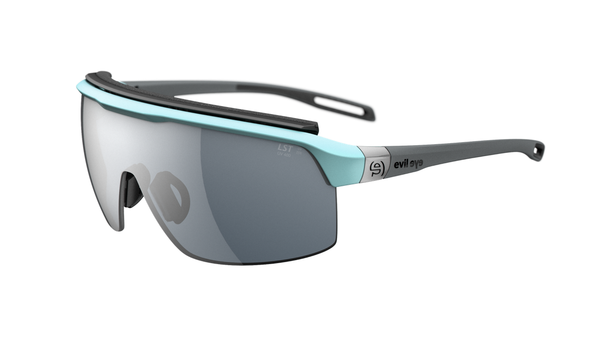 Sunglasses from the Evil Eye Fusor Pro collection, featuring a navy metallic frame and LST® grey silver M lenses.