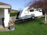 caravan on steep drive