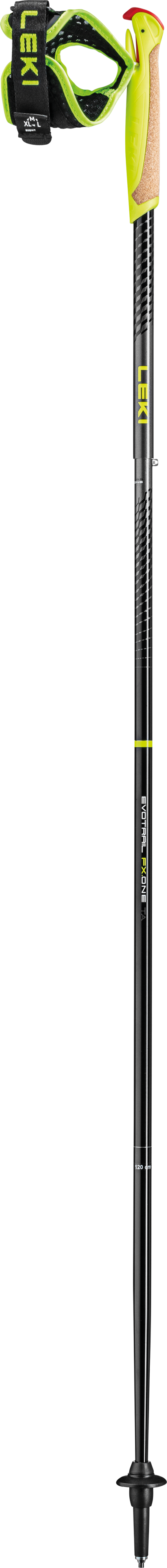 Bâtons LEKI Evotrail FX One TA noirs et jaunes pour trail running en montagne