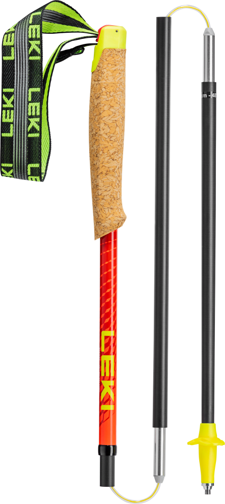 Trekking pole with cork grip, adjustable wrist strap, three-piece collapsible shaft and replaceable tip