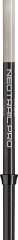 Ski pole shaft shown vertically; dark glossy lower section, light patterned upper segment and black plastic collar.