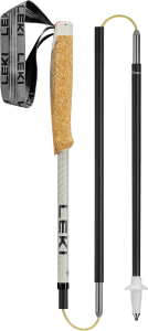 Montera Base korková rukojeť v přírodní barvě, šedé textilní poutko, světle šedá vrchní tyč s vzorem, černý spodní díl, bílý hrot, navrž