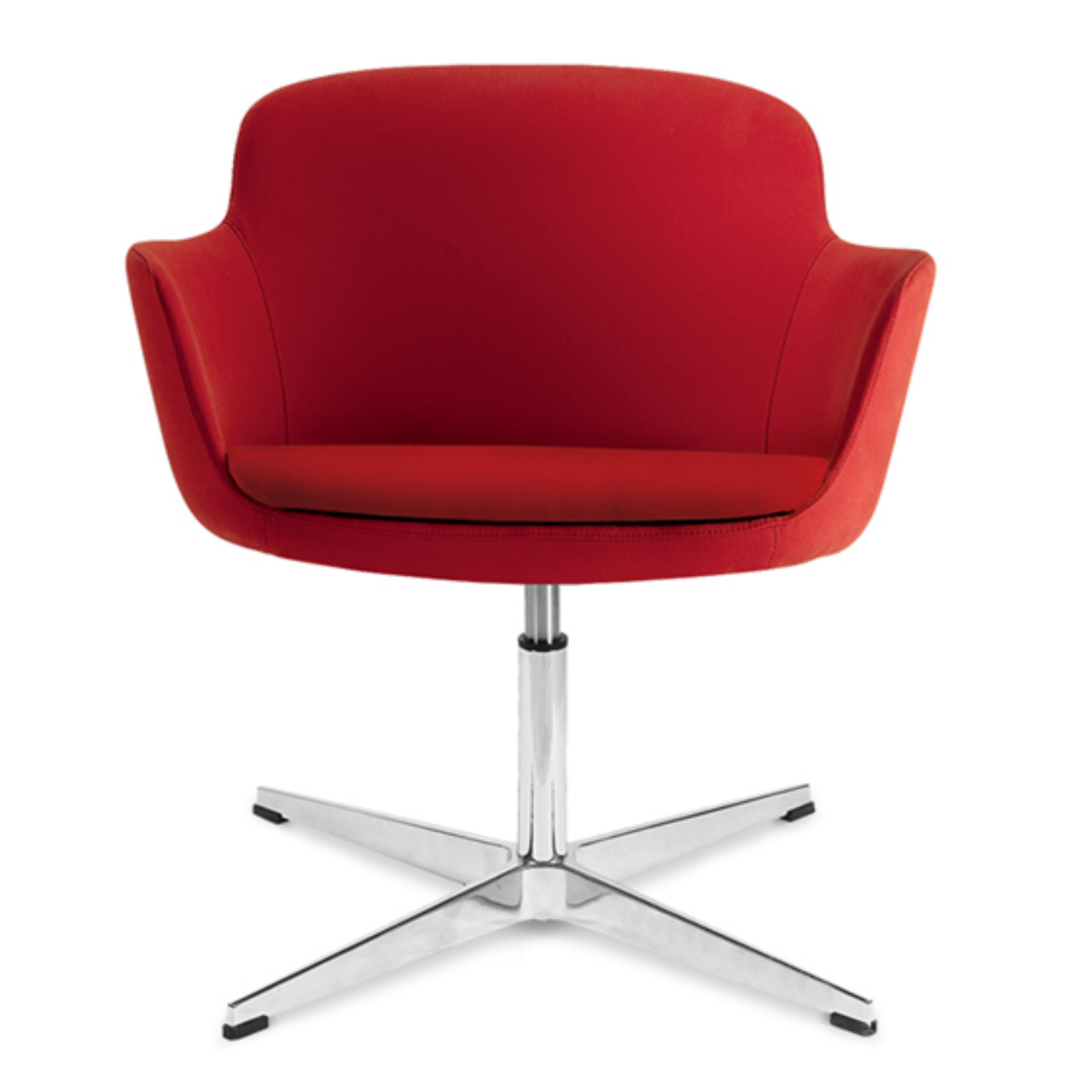 Lounge-Chair Kimberly - Komfortables Design-Element mit Chrom-Gestell und rotem Polster