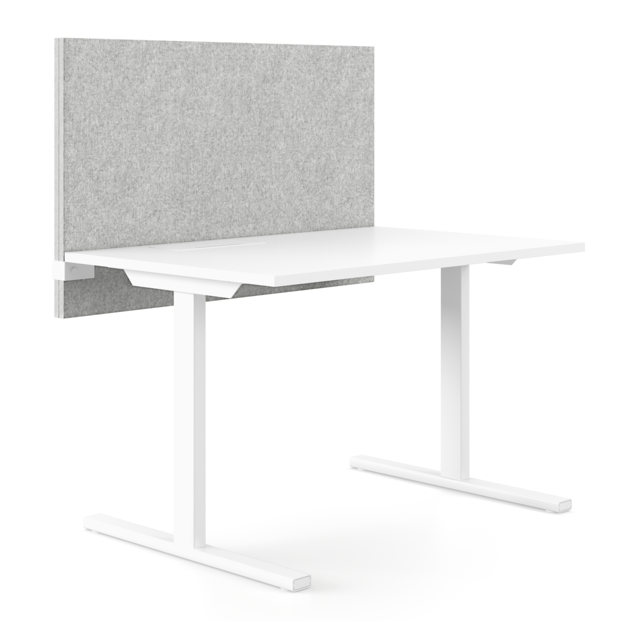 Tischtrennwand Aaron - Akustikelement zur flexiblen Trennung von Arbeitsplätzen und effizienten Dämmung von Geräuschen. Die Wand lässt sich höhenverstellbar am Schreibtisch befestigen.