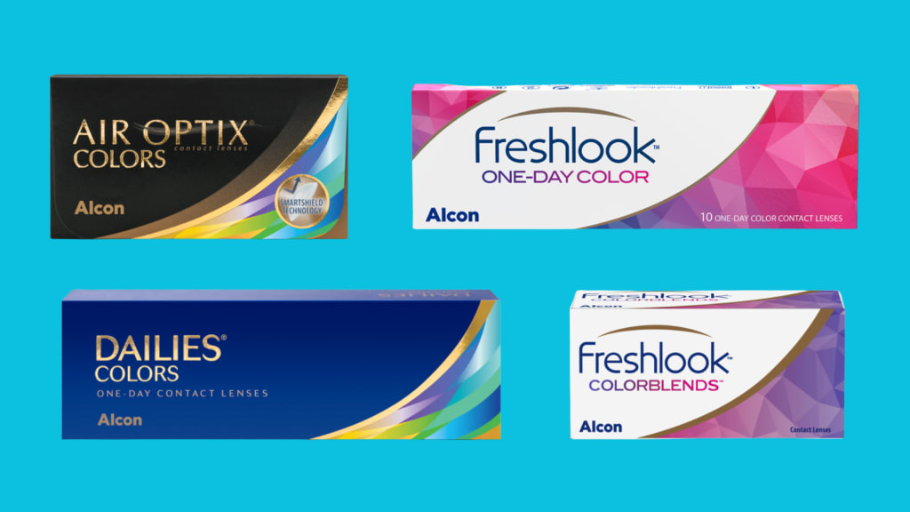 4 colored contact lens boxes
