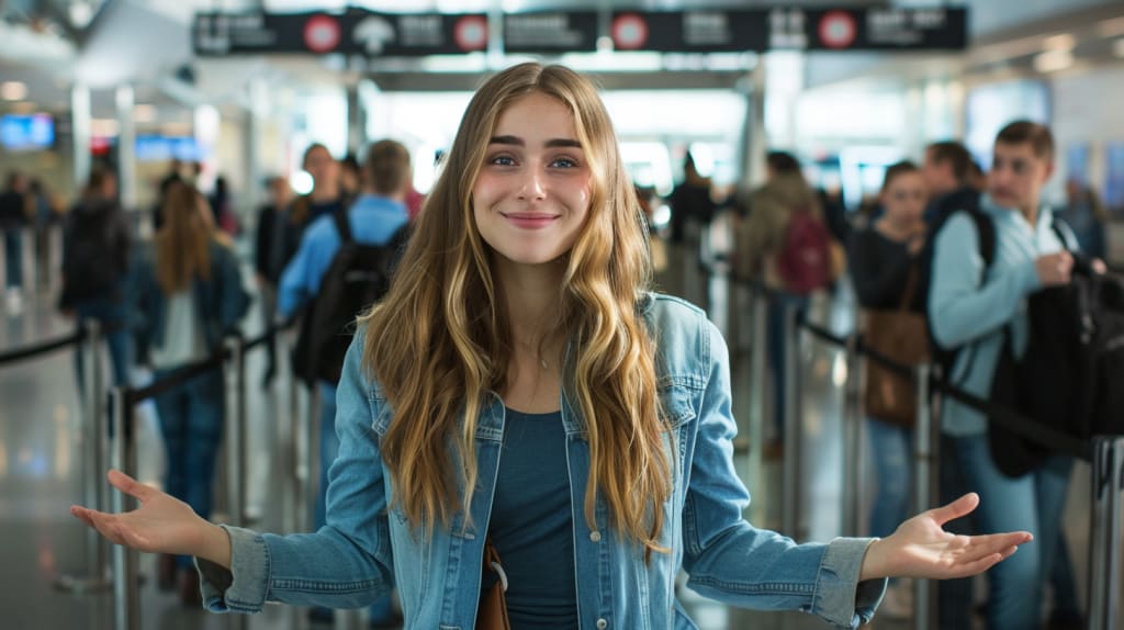 Mujer en un aeropuerto