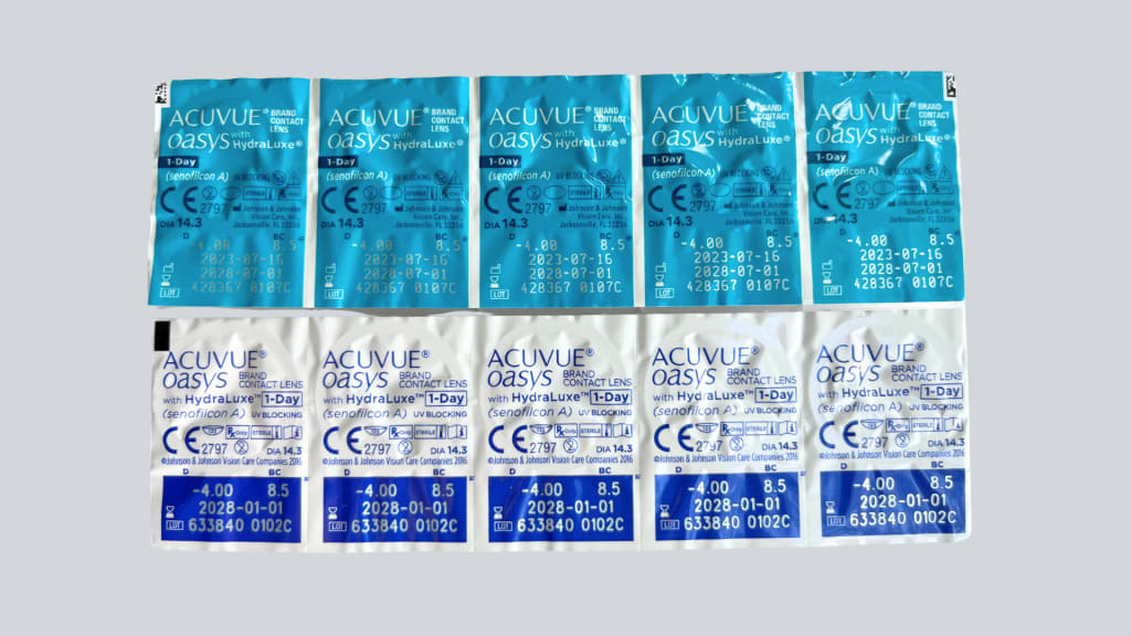Acuvue Oasys 1-Day with HydraLuxe yeni turkuaz ambalajında
