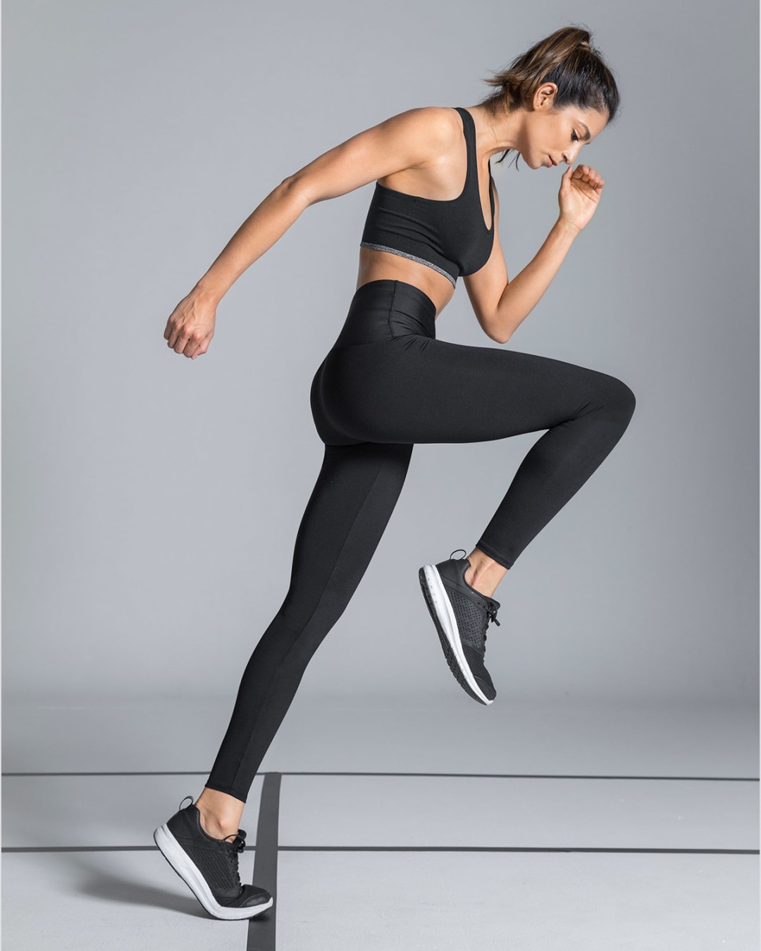 Gris RRP £ 36 Leggings para Mujer Malla De Compresión Oysho 26/"