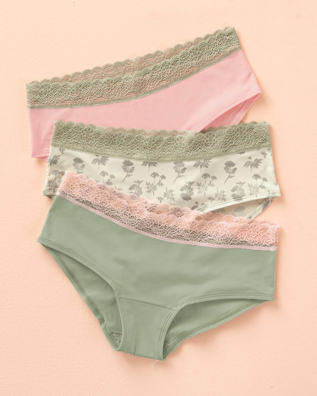 Brand Mae Womens Lace Waistband Cotton Thong Underwear 3 Pack