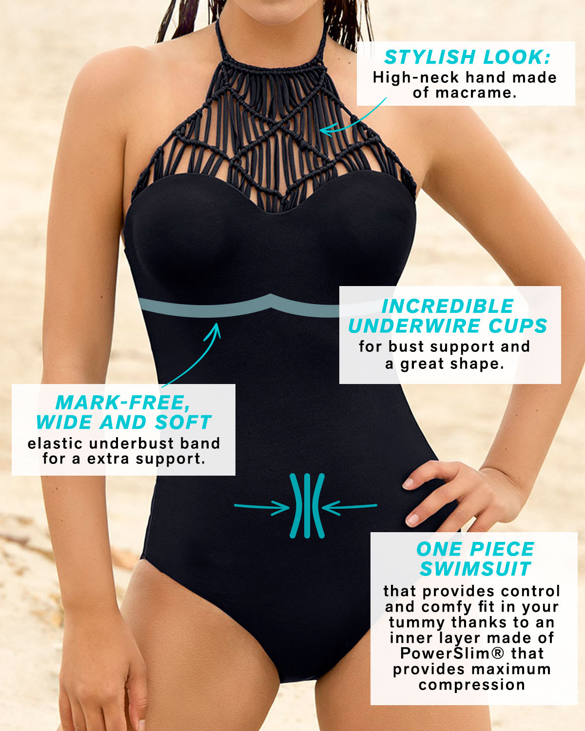 swimsuit with bust support and tummy control