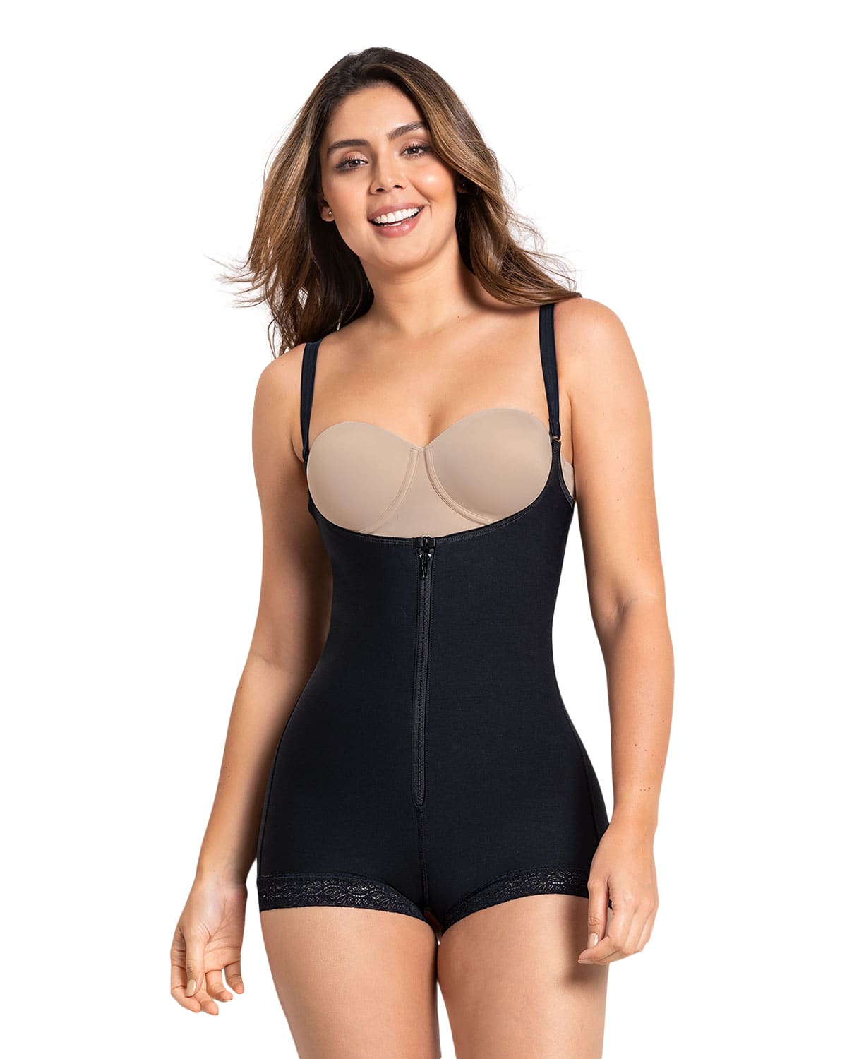 Open Bust Body Shaper Boyshort with Firm Tummy Compression
