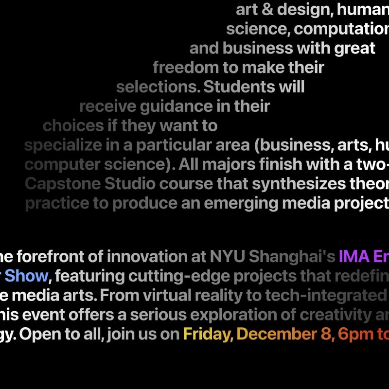 NYU Shanghai IMA Department Poster