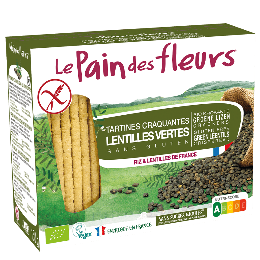 Krokante bio crackers met groene linzen