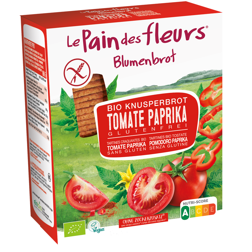 Bio-Knusperbrot Aperitif Tomate Paprika