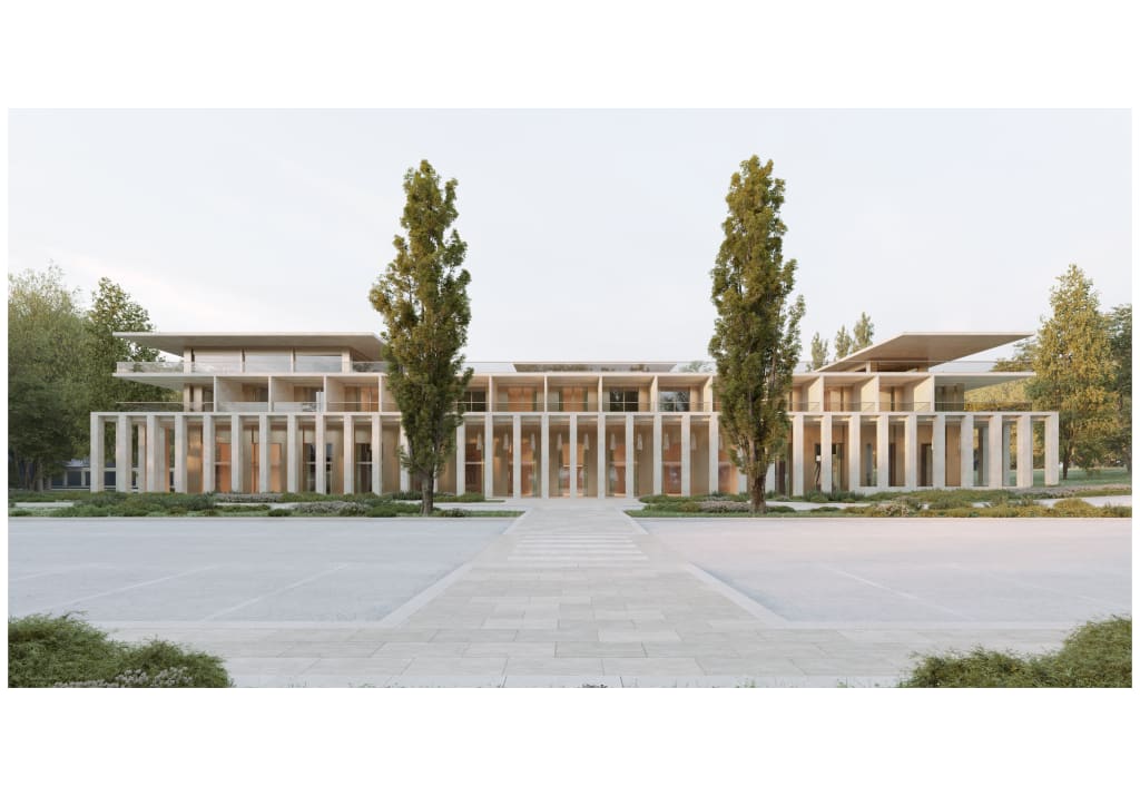 Vue 3D du futur bâtiment thermal à Divonne-les-Bains perspective