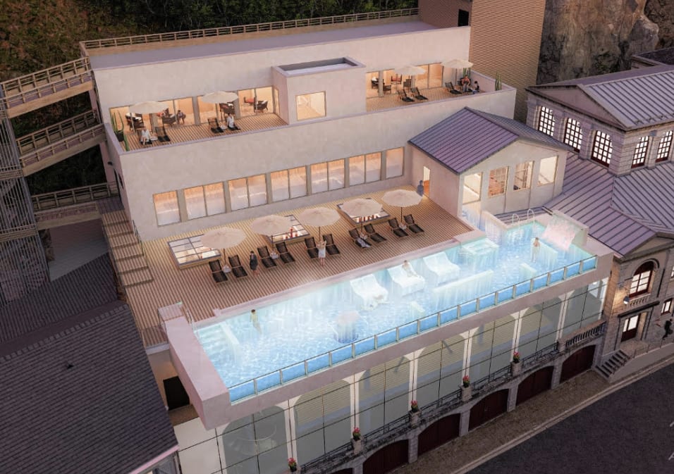 Vue du projet du futur centre thermal des Eaux-Bonnes, dédié aux cures thermales et au bien-être dans les Pyrénées