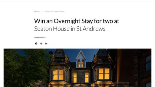 Overnight Stay For Two At Seaton House