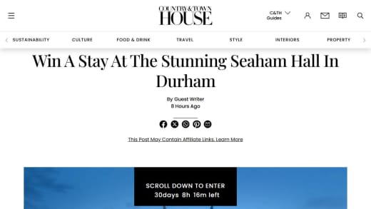 One Night Spa Break At Seaham Hall