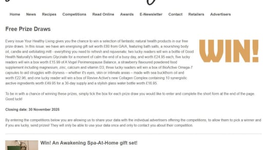 Your Healthy Living Magazine Prizes