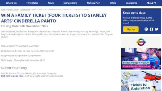 Family Ticket to Stanley Arts' Cinderella Panto